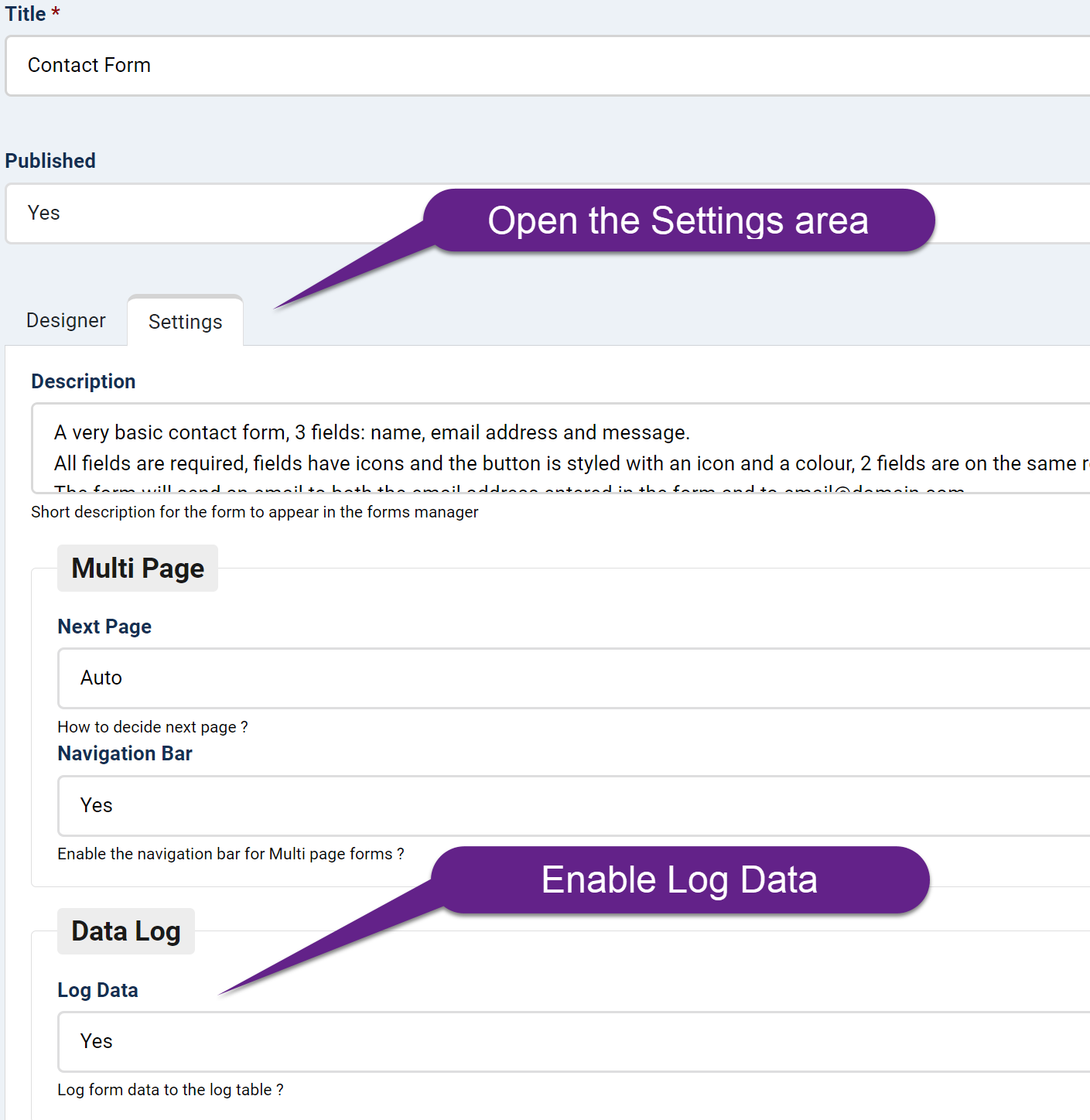 How to save and view the form data in Chronoforms8 image 1