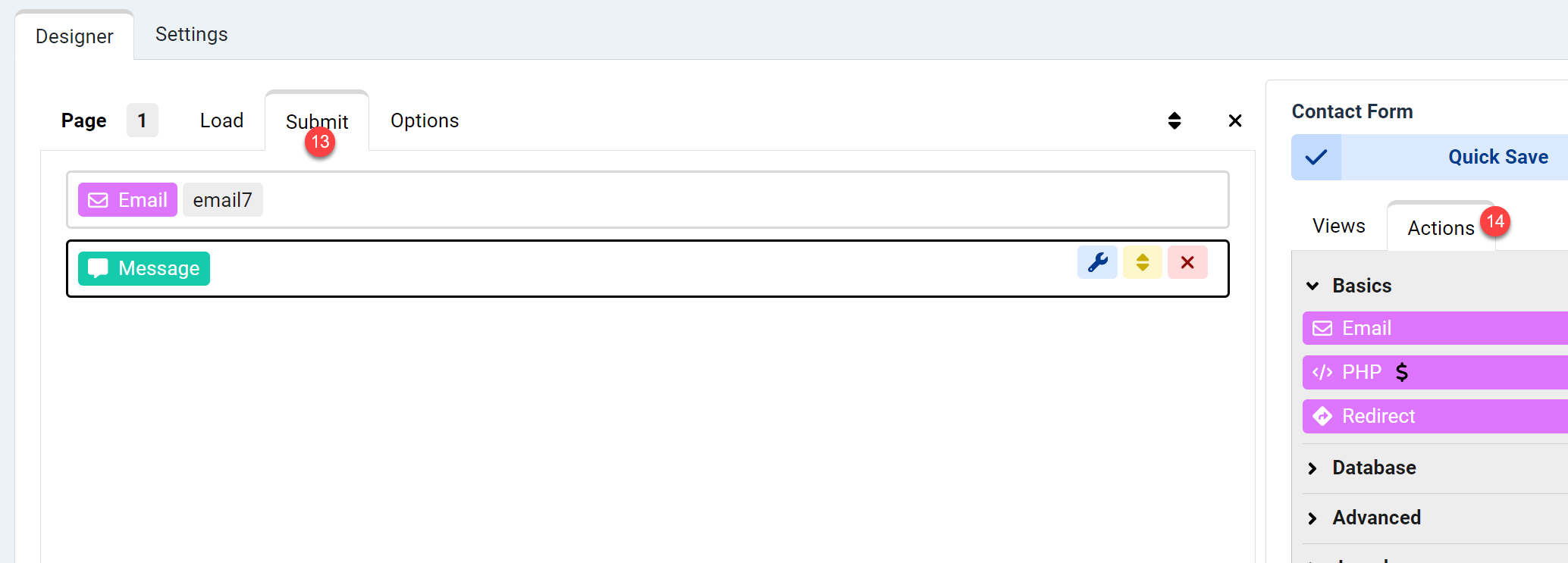 Configuring the Send button with an icon in ChronoForms8