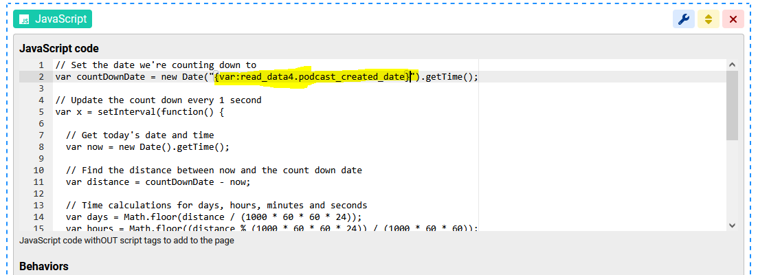 Getting a var into Javascript image 1
