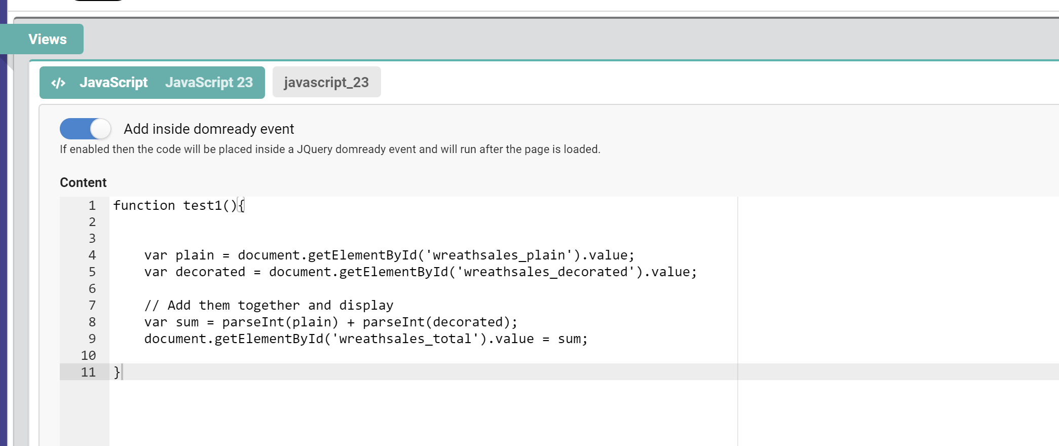 Calculated value (Sum) of 2 fields populating (total) image 1