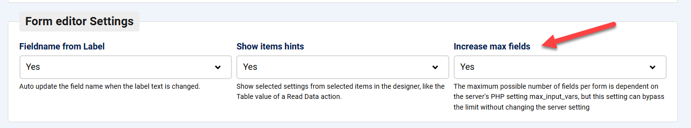 Form Settings cannot be changed image 1