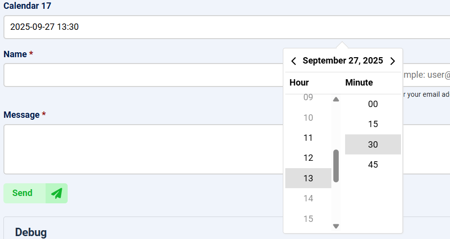 ChronoForms 8 – Problem with Date/Time Limits an Minutes Step image 1