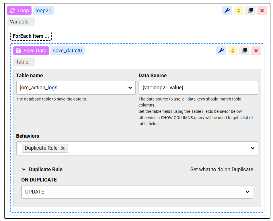 Save data read from db to another db image 1