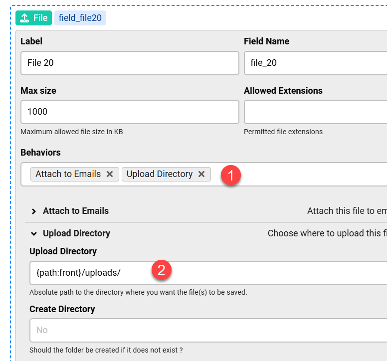 Upload files and define upload directory image 1