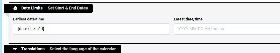 Calendar Setting dates limits with Shortcode in CFV8 ( as it was in cfv7) image 1