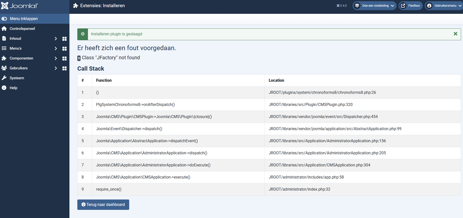 Class JFactory not found on Joomla 5 ChronoForms system plugin image 5