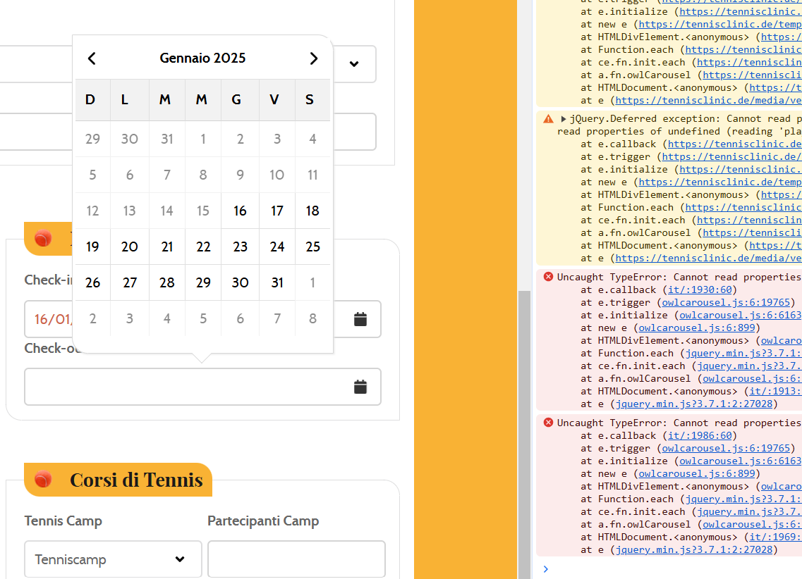 The second calendar (checkout field name) doesn't start with the date entered on the first (check-in field name). image 1