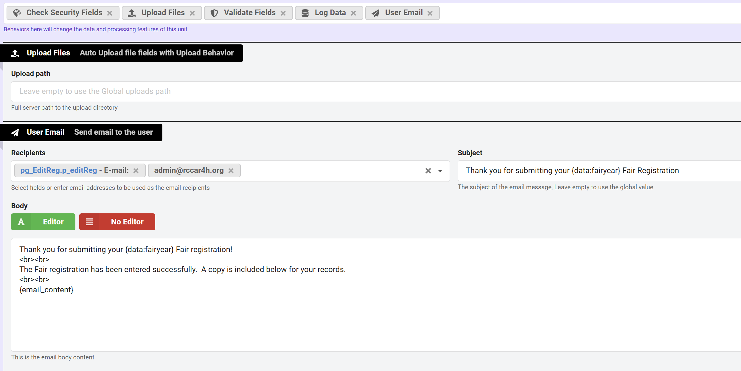 Duplicate e-mails on form submission - Chronoforms7 image 1