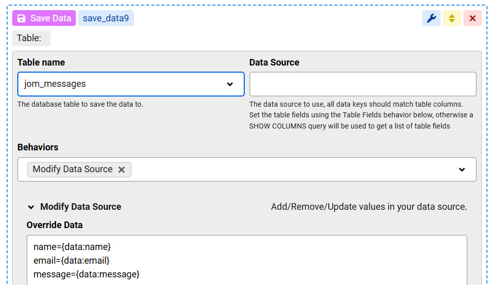 How to save form data to a custom database table using Sava Data action image 1