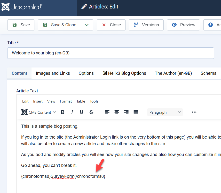How to display your ChronoForms form on your Joomla website image 7